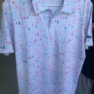 Shankitgolf Golf Polo Shirt with Colorful Splatter Design